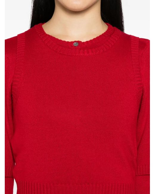 ROKH Red Detachable-Sleeve Cardigan