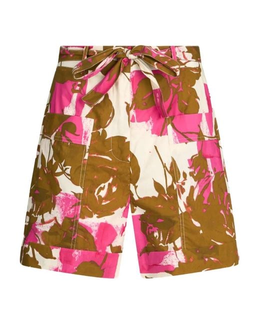 Liu Jo Red Floral-Print Poplin Shorts