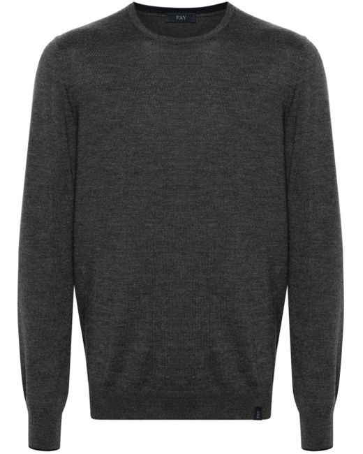 Fay Gray Round-Neck Virgin Wool Sweater for men