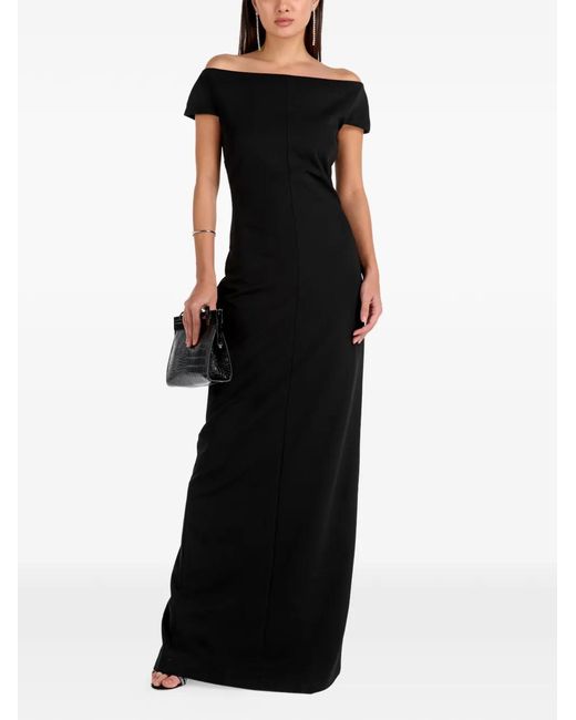 Solace London Black Robe Longue À Épaules Dénudées