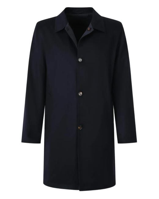 KIRED Black Button-Fastening Collared Coat for men