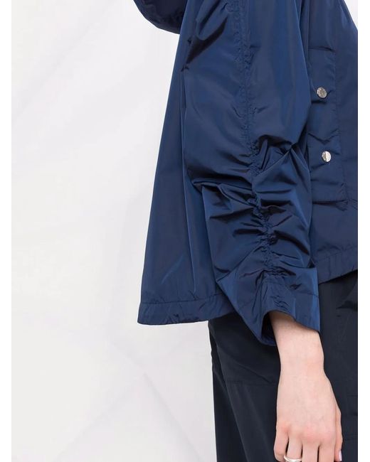 Moorer Blue Drawstring-Cuff Cropped Jacket
