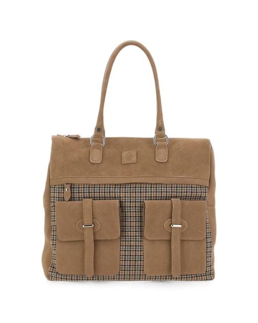 Eleventy Natural Houndstooth-Panel Suede Shoulder Bag for men