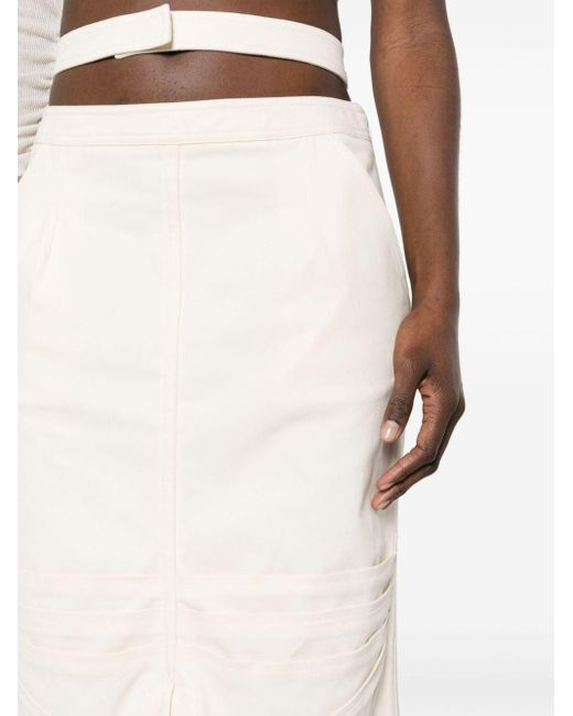 ANDREADAMO White Double-belt Stretch-cotton Midi Skirt