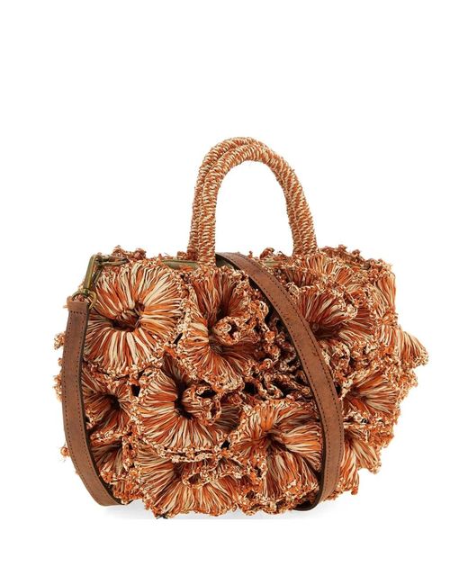 IBELIV Brown Coral Raffia Tote Bag