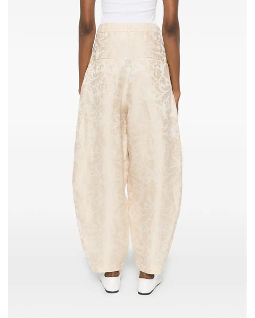 Uma Wang White Jacquard Pleated Trousers