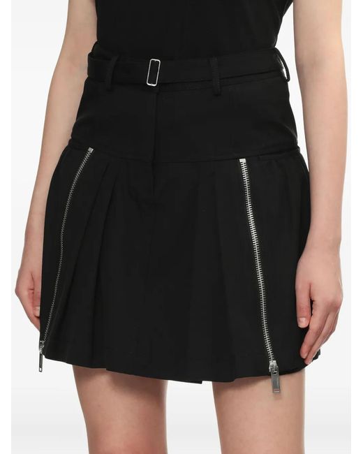 3.1 Phillip Lim Black Pleated Zip-Detail Skirt