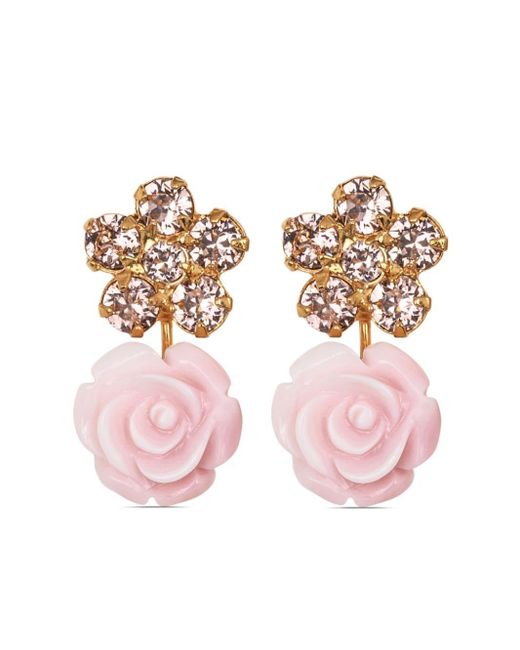Jennifer Behr Pink Kali Floral Drop Earrings