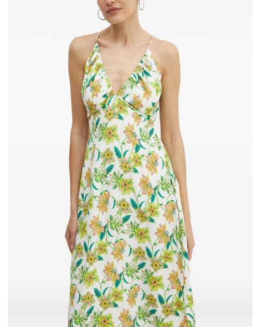 Morgan Green Floral V-Neck Midi Dress