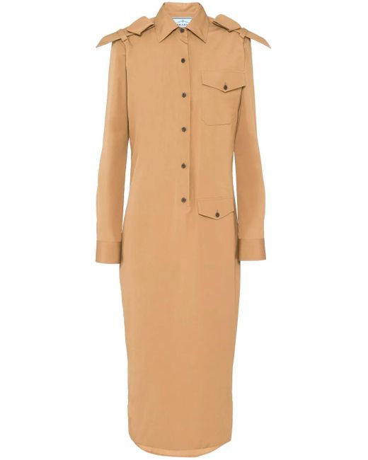 Robe-Chemise En Coton À Logo Triangle Prada en coloris Natural