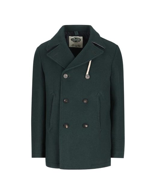 Camplin Green Notch-Lapel Double-Breasted Peacoat for men