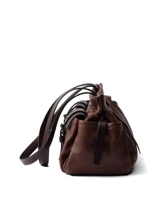 Prada Brown Route Medium Leather Tote Bag