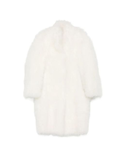 Liska White Brushed Cashmere Coat