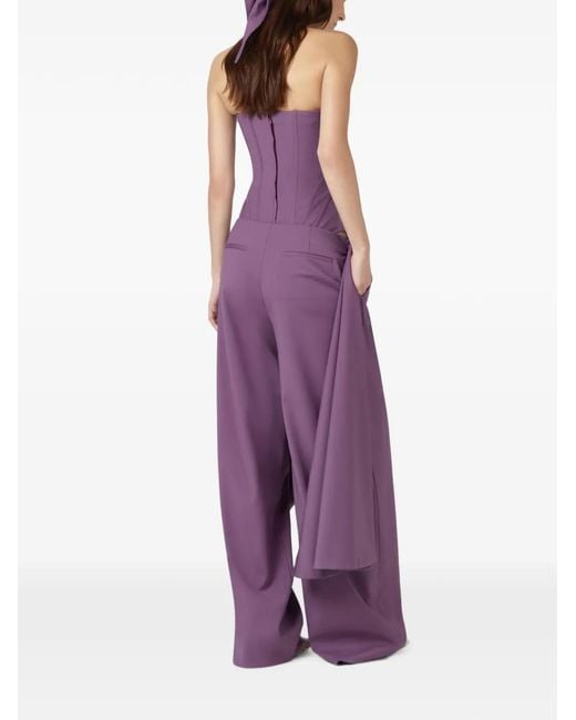 GIUSEPPE DI MORABITO Purple Wrap-Panel Wide-Leg Trousers