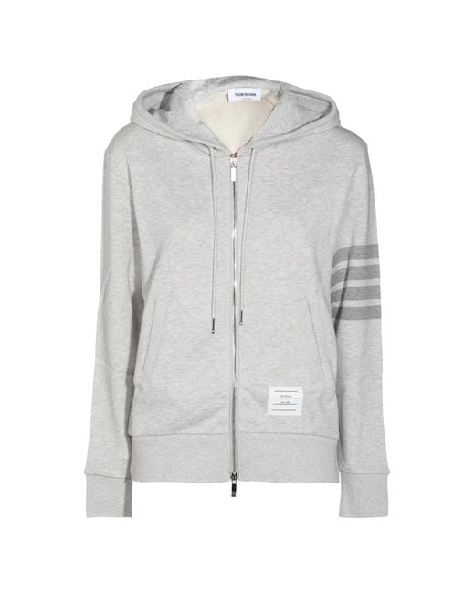 Thom Browne White 4-Bar Zip Hoodie