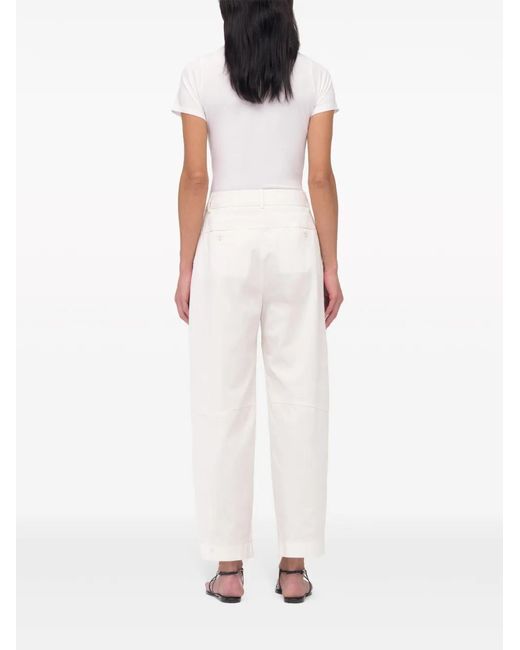 Another Tomorrow White Tapered-Leg Organic-Cotton Trousers
