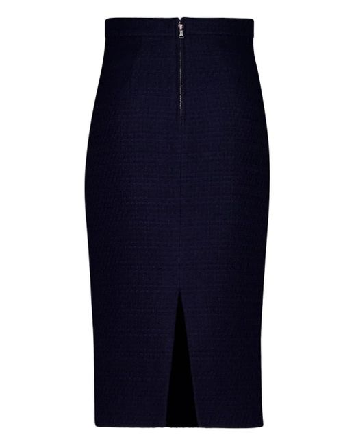 Roland Mouret Blue Boucle Midi Skirt