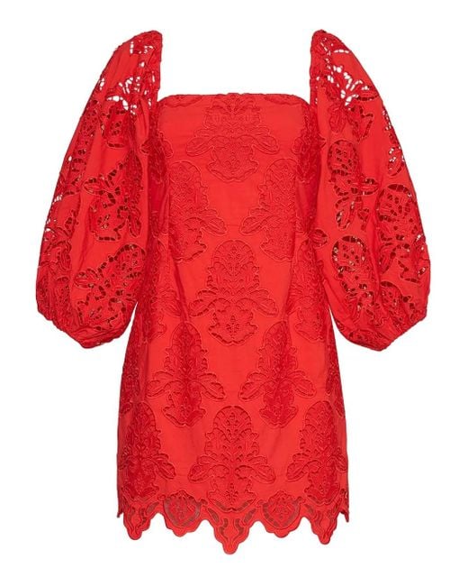 Robe Courte À Manches Bouffantes Cara Cara en coloris Red