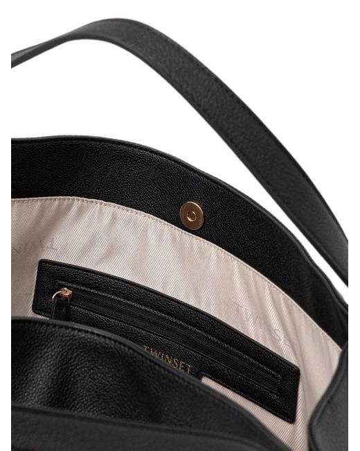 Twinset Black Logo-Debossed Tote Bag