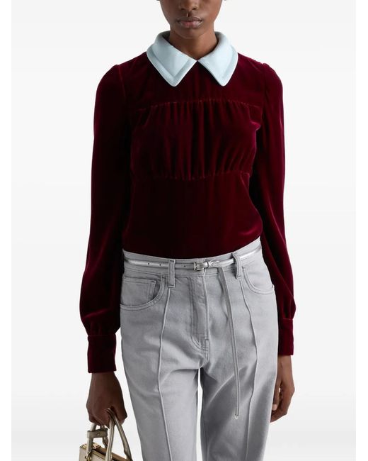 Top De Terciopelo Prada de color Red
