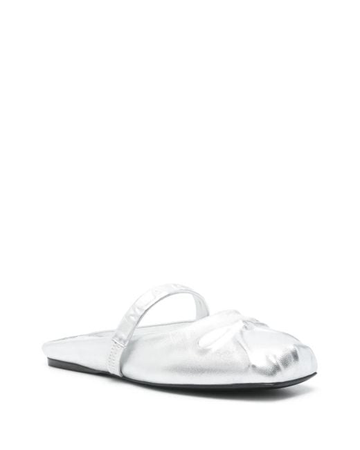 Marni White Metallic-Effect Slippers