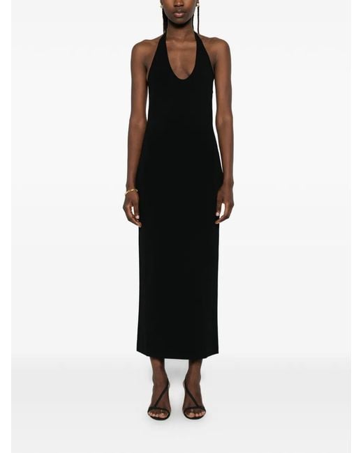 Totême Black Compact Knit Halter Dress