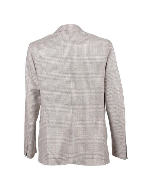 Brunello Cucinelli Gray Check-Pattern Blazer for men
