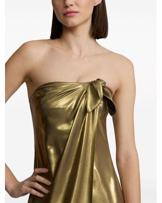 Ralph Lauren Collection Green Brigitta Foiled Strapless Gown