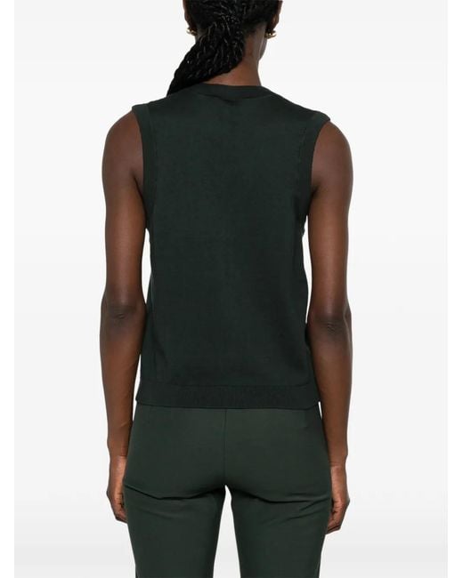 Max Mara Black V-Neck Button-Up Vest