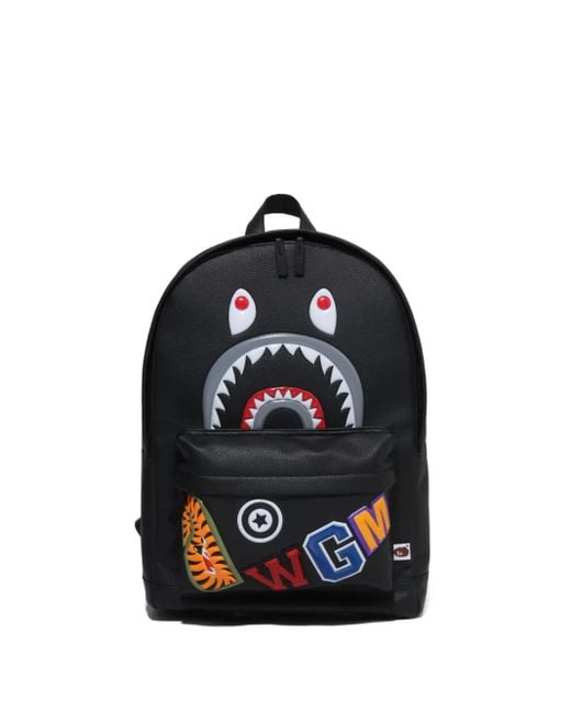 A Bathing Ape Blue Shark-Graphic Backpack for men