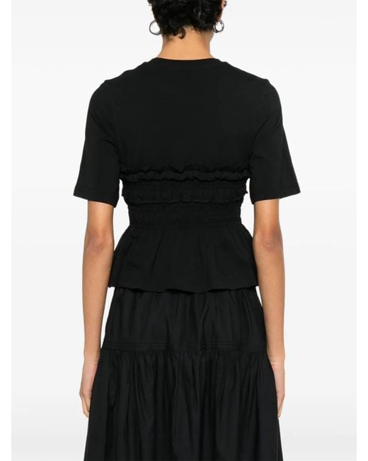 CECILIE BAHNSEN Black Ruffled Top