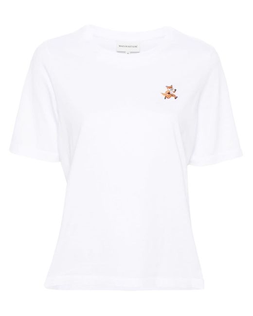 T-shirt con applicazione Speedy Fox di Maison Kitsuné in White