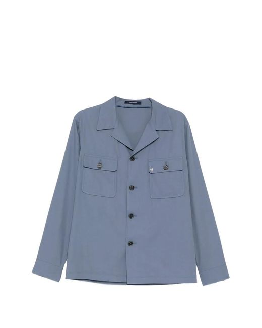Tagliatore Blue Camp-Collarc Shirt for men