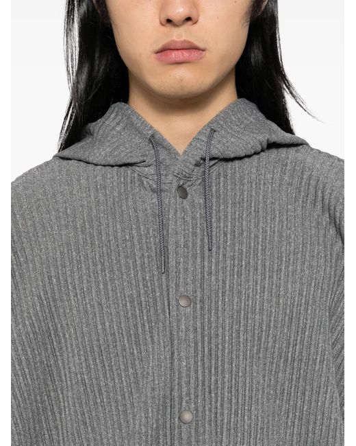Homme Plissé Issey Miyake Gray Pleated Hooded Jacket for men