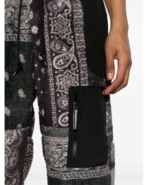 Neighborhood Black Bandana-print Fleece Track Pants - Men's - Polyester for men