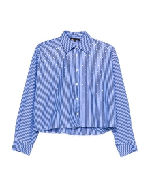 Maje Blue Rhinestone Shirt With Removable Tie