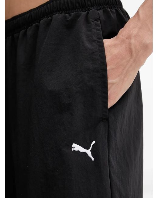 PUMA Black Logo-Embroidered Track Pants