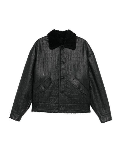 Chaqueta biker con efecto de piel de cocodrilo Pence de hombre de color Black