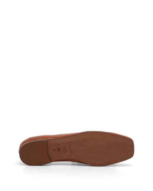 Pollini Brown Ballerines Lacées À Bout Carré