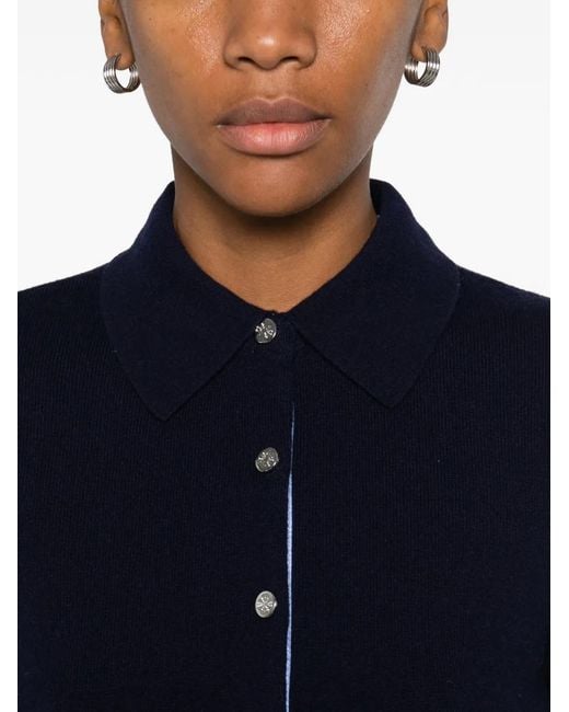 Maje Blue Button-Front Collared Cardigan