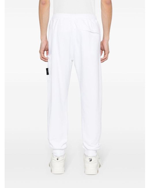 Stone Island White Compass-badge Cotton Track Pants for men
