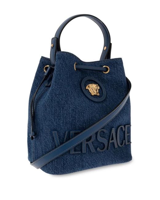 Versace ラ メドゥーサ デニムバケットバッグ Blue