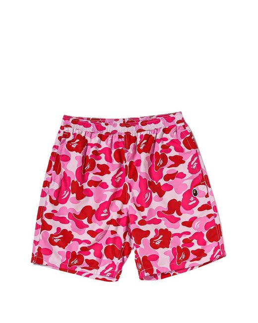 A Bathing Ape Red Short Abc Camo Ape Head for men