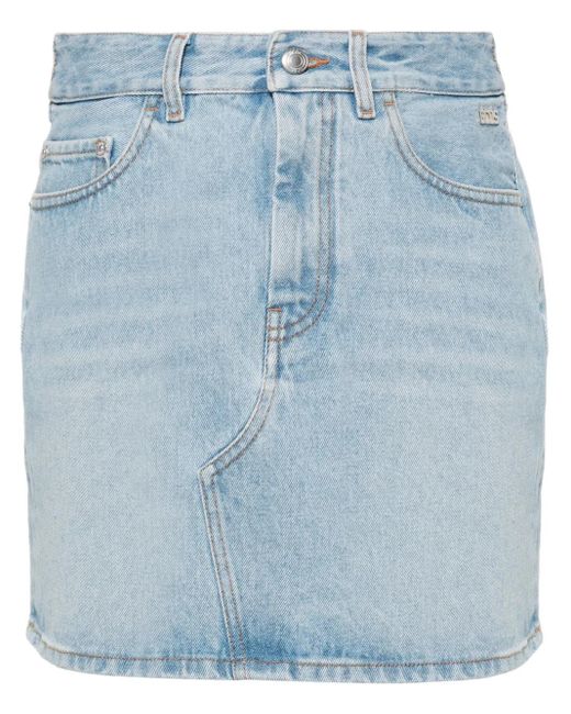 Gcds Blue Logo-Appliqué Denim Mini Skirt