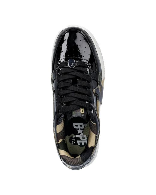 A Bathing Ape Black Camouflage-Pattern Sneakers