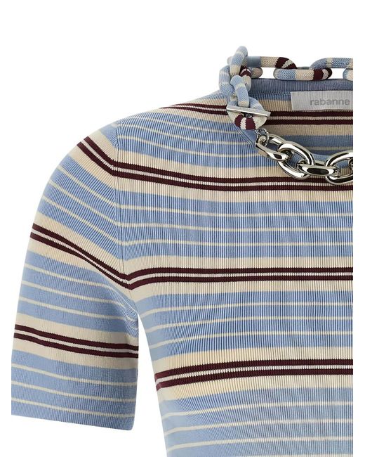 Rabanne Blue Gestreifter Strickpullover
