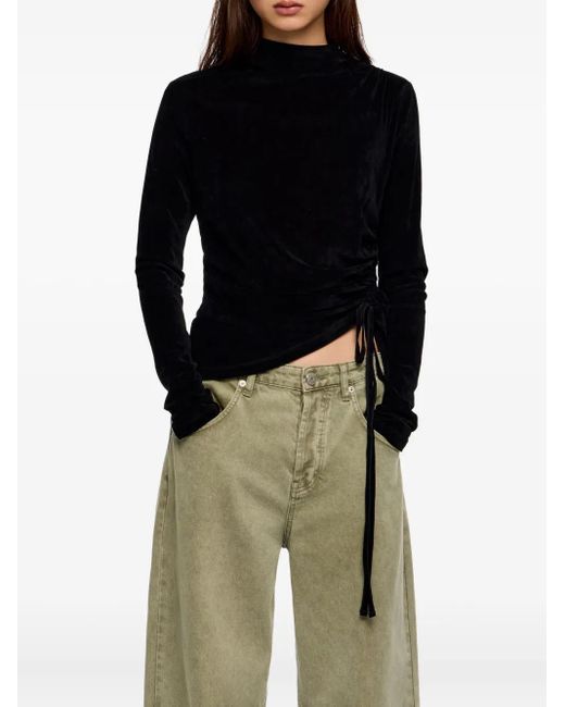 Bimba Y Lola Black Drawstring Mock-Neck Top