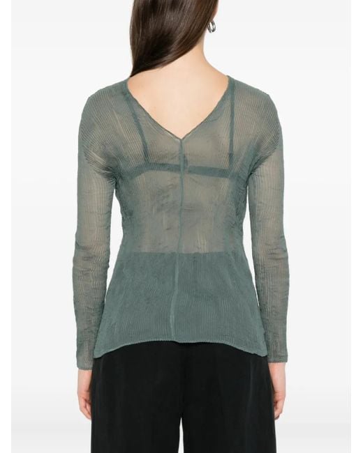 Issey Miyake Blue V-Neck Top