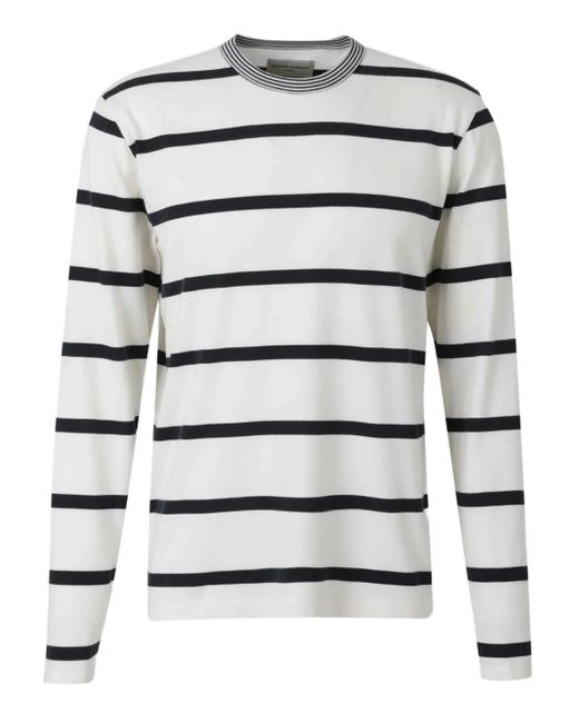 Officine Generale White Striped Long-Sleeve T-Shirt for men