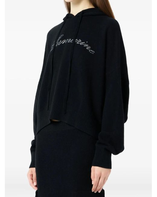 Blumarine Hoodie Verfraaid Met Kristallen in het Black